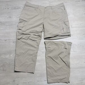 REI Co Op Convertible Pants Mens 50x30 Beige Stone Performance Tech Zipper Ankle